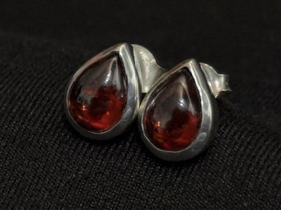 Ohrstecker Silber 925 rot Träne 