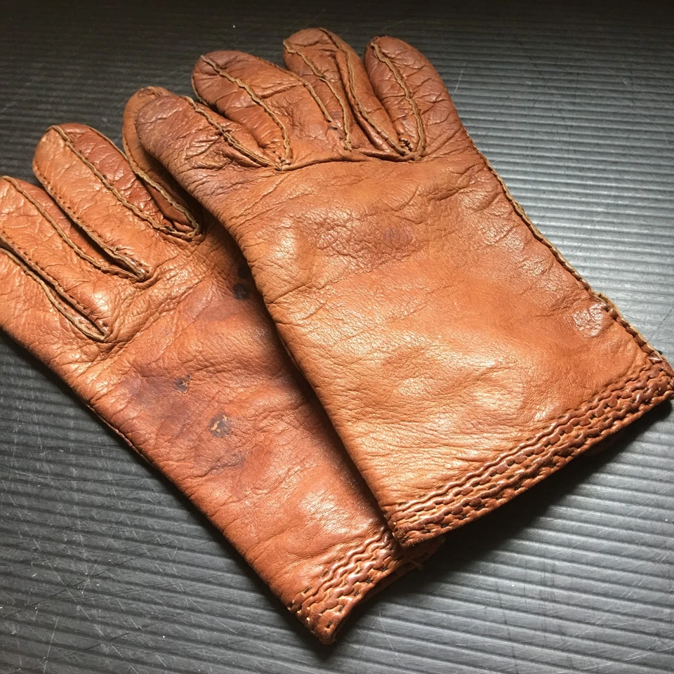 Guantes Grandoe vintage años 70 cuero marrón cachemir forro lana talla 7 1/2 Foto 3 de 4
