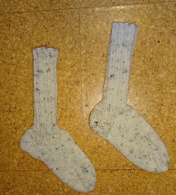 Socken handgestrickt mit Regia 6-Fach Größe 26 / 27 natur tweed