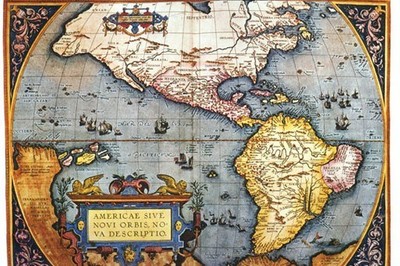 AMERICA CONTINENT MAP Ancient Latin Italian ART PRINT