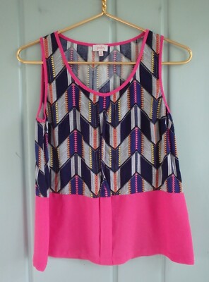Stitch Fix Pixley Palacio Womens XS Tank Cami Top Shirt Arrows Pink Blue Chevron