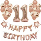 16" Rose Gold Happy Birthday Foil Numbers 32" 13/16/18/21/30th Bunting Balloons
