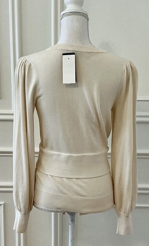 Suéter para mujer Lauren Ralph Lauren con cinturón mezcla de algodón crema marfil talla S nuevo con etiquetas - Imagen 9 de 11