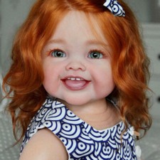 28" Lifelike Reborn Baby Doll Toddler Girl Rooted Red Hair with Cloth Body Gift