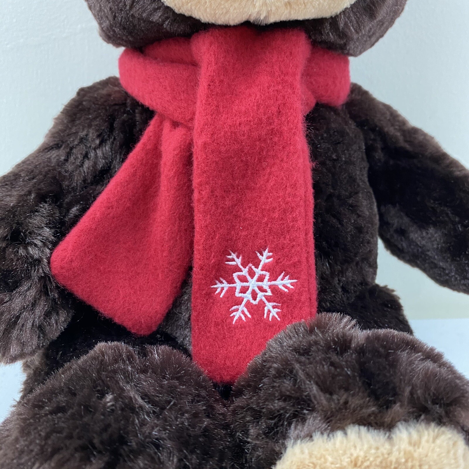 Hugfun International Brown Plush Teddy Bear Red Scarf, Snowflake, Plaid Hat