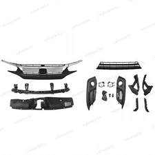 For CIVIC EX/LX 2016-18 Chrome Grille Mesh/Fog light Kit/ Radiator Support Cover