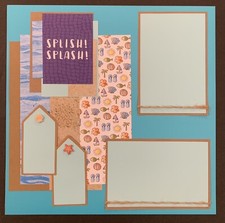 12X12 SPLISH SPLASH BEACH POOL TROPICAL PREMADE SCRAPBOOK PAGE - TONYA 4431