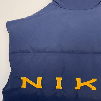 NIKE 90s VINTAGE PUFFER REVERSIBLE DOWN VEST NAVY BLUE YELLOW