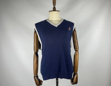 Nike 1990s Knit V-Neck Sweater Pullover Navy Blue Size Medium