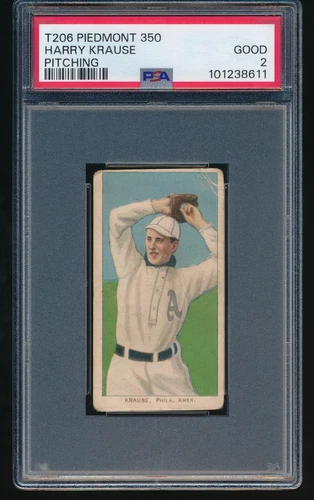 1909-11 T206 Harry Krause Pitching Philadelphia Piedmont Series 350 PSA 2 GOOD