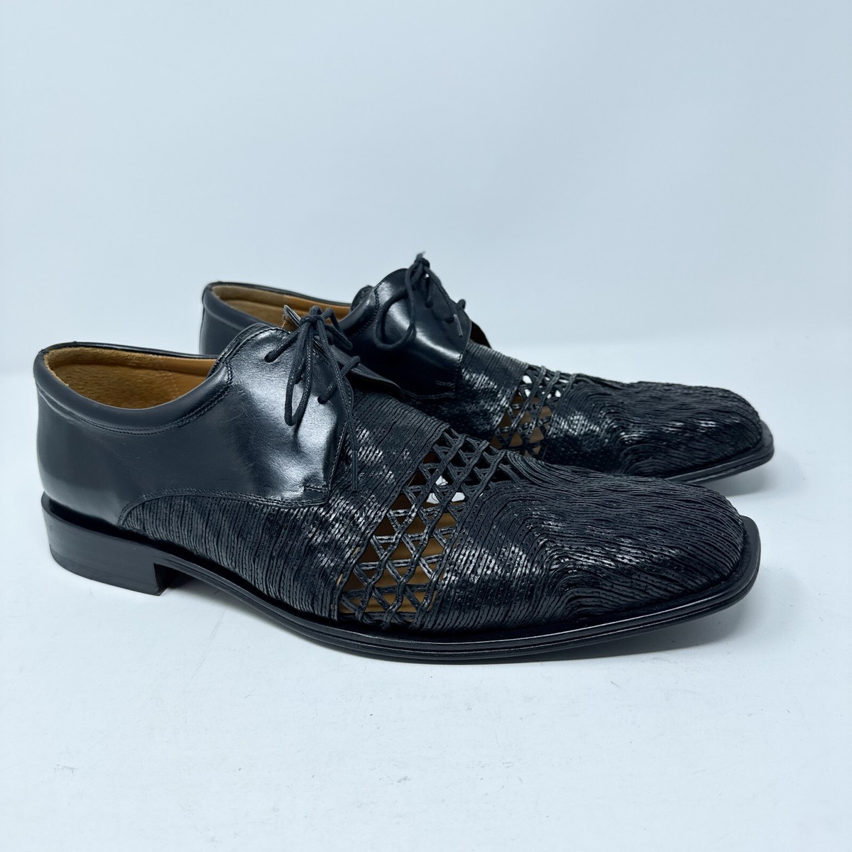 VTG RARE Mezlan Shoes Mens 13M Black Derby Leather Lace Up  display picture 2