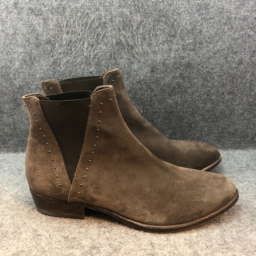 AGL Womens Brown Taupe Suede Studded 