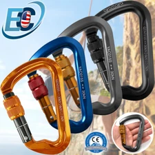 30KN Heavy Duty Screwgate Locking Carabiner D-Ring Clip Hook for Climbing Caving