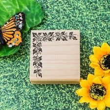 Semi-Solid Leaf Corner Pattern Art Rubber Stamp