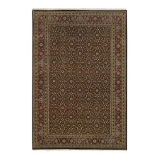 5'10"x9'1" Navy Blue Herrita Design Hand Knotted 250 KPSI Wool/Silk Rug R65115