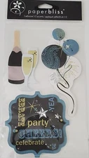 NEW Paper Bliss - 2008 CHEERS Adhesive 3-D Accent Stickers, 3 pieces