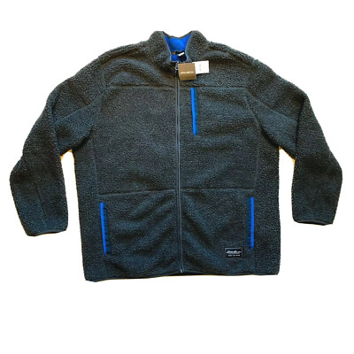 Eddie Bauer Sherpa Fleece Jacket Mens 2XL Full Zip High Pile Outdoor Carbon NWT