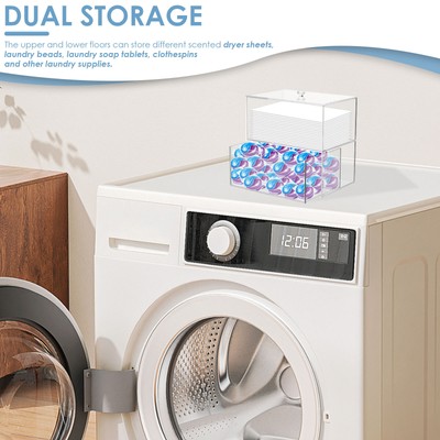 Dryer Sheet Holder with Drawer and Lid Acrylic Dryer Sheet Container teXUH