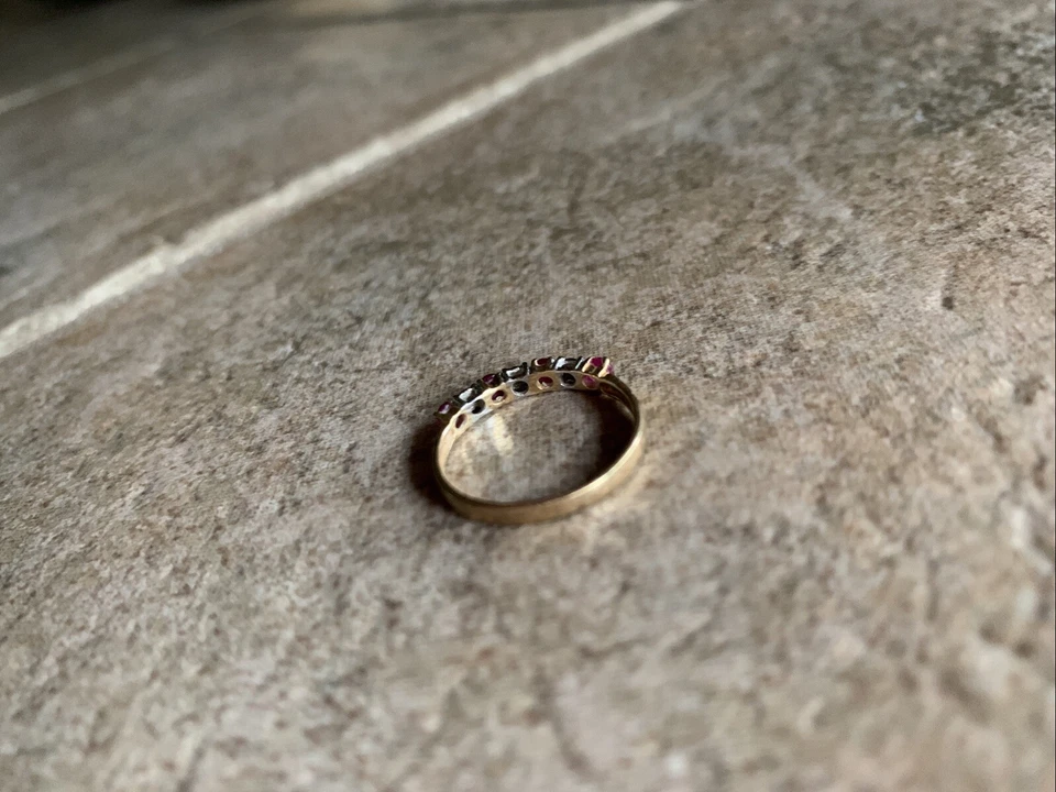 Oro 10k - Rubí y Diamante - Anillo Giratorio - Vintage Foto 3 de 4