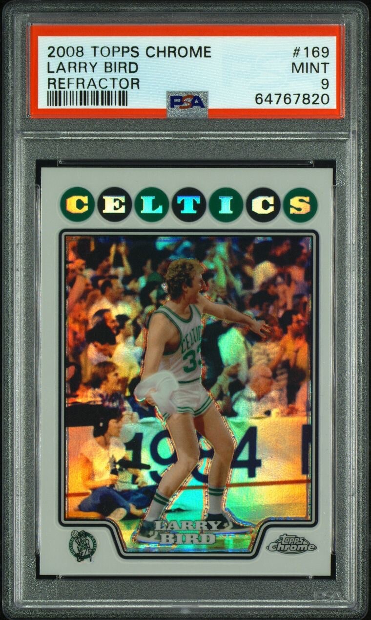 Larry Bird 2008 Topps Chrome Refractor #169 PSA 9 Mint Celtics ☘️