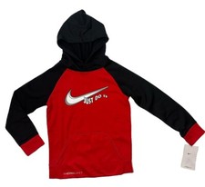 NIKE Boys NEW Size 5 Sweatshirt Hoodie Raglan Therma-FIT Swoosh Red