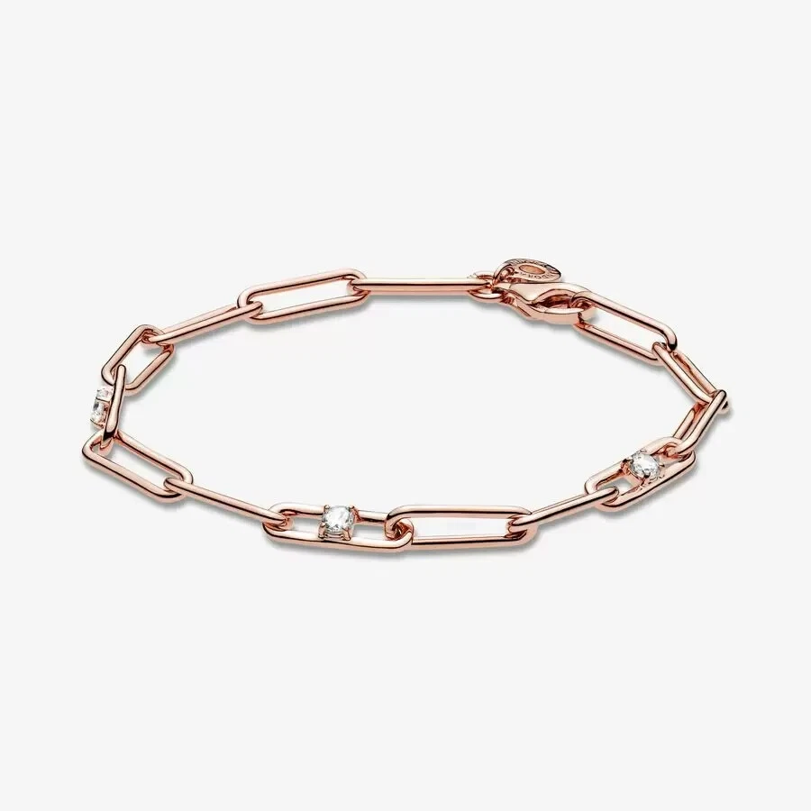 BRAND NEW Pandora 14k Rose Gold Plated Link Chain Stones