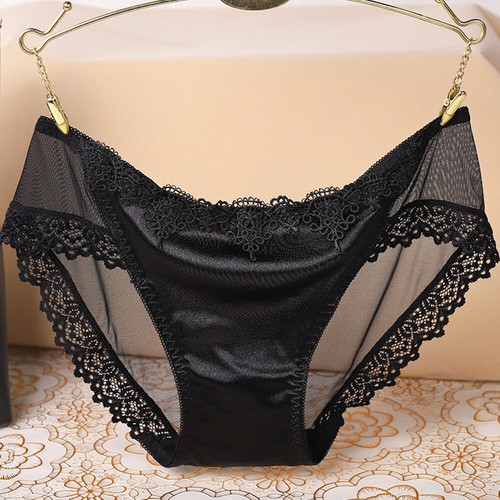 Women Lace Panties Lingerie Soft Silk Satin Underwear Knickers Briefs Plus Size - Picture 19 of 31
