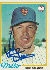 JOHN STEARNS  NEW YORK METS  SIGNED 1978 TOPPS CARD #334