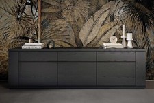 PEGASO - Lowboard in Black Wood mit Dekorleiste in Schwarz, Breite 205 cm