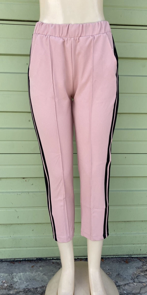 ZARA PANTS PINK JOGGING WITH BLACK SIDE STRIPES SIZE L Waist 30