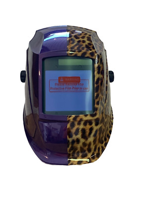 Hydro Dipped Welding Helmet AUTODARK WHAM30 Series Half Purple Half Cheetah