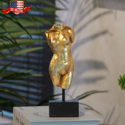 High Quality Gold Bust Nude Female Statue Figures Art Work Sculpture Home Decor