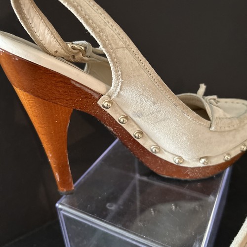 Gucci Suede Tassel Slingback Moccasin Clog Heels Size 8 Bamboo Summer Sandals - Picture 5 of 8