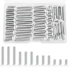 White Wall Plate Screws, 100 Pieces, 4 Lengths, 6-32 Thread