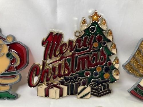 Vtg Holiday Christmas Suncatchers Lot Noel Candle Angel Tree Santa Fireplace - 第 5/13 張圖片