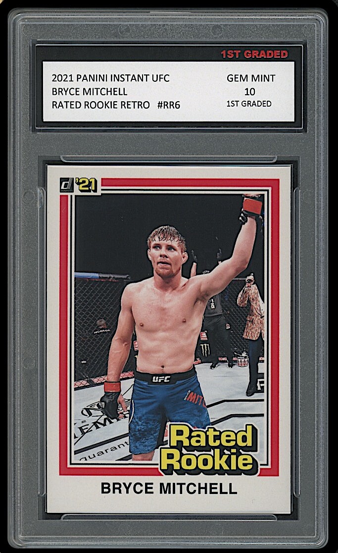 graded ufc cards BRYCE MITCHELL 2021 PANINI INSTANT UFC RATED RETRO 1ST GRADED 10 ROOKIE  CARD RR6