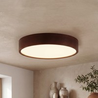 Deckenleuchte Holz Glas Rund Ø47Cm Flach Blendarm Arbaro Wohnzimmer Flur Lampe
