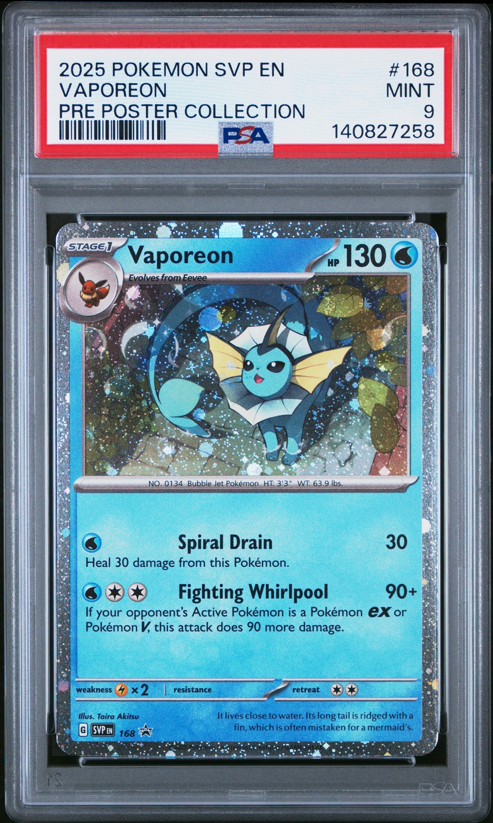 2025 POKEMON SVP EN-SV BLACK STAR PROMO #168 VAPOREON PSA 9