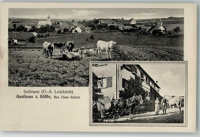 13651988 - 7954 Seibranz horse-drawn carriage cattle pasture Gasthaus zum Roessle signed