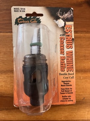 WAYNE CARLTONS CALLS ESTRUS WHINE W/COAXER BAFFLE DOUBLE REED COW ELK MOUTH CALL