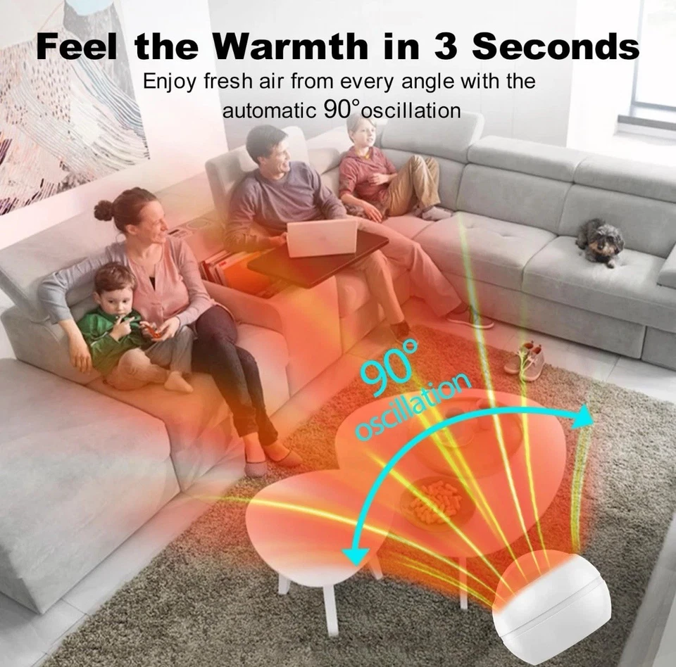 2-in-1 Bladeless Tower Fan & Space Heater, Remote Control, 8 Speeds & 3 Heat - Image 4 of 4