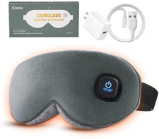 Ezona Cotton Cordless Heated Eye Mask, 1 Count Pack of 1 , Gray 2000mah