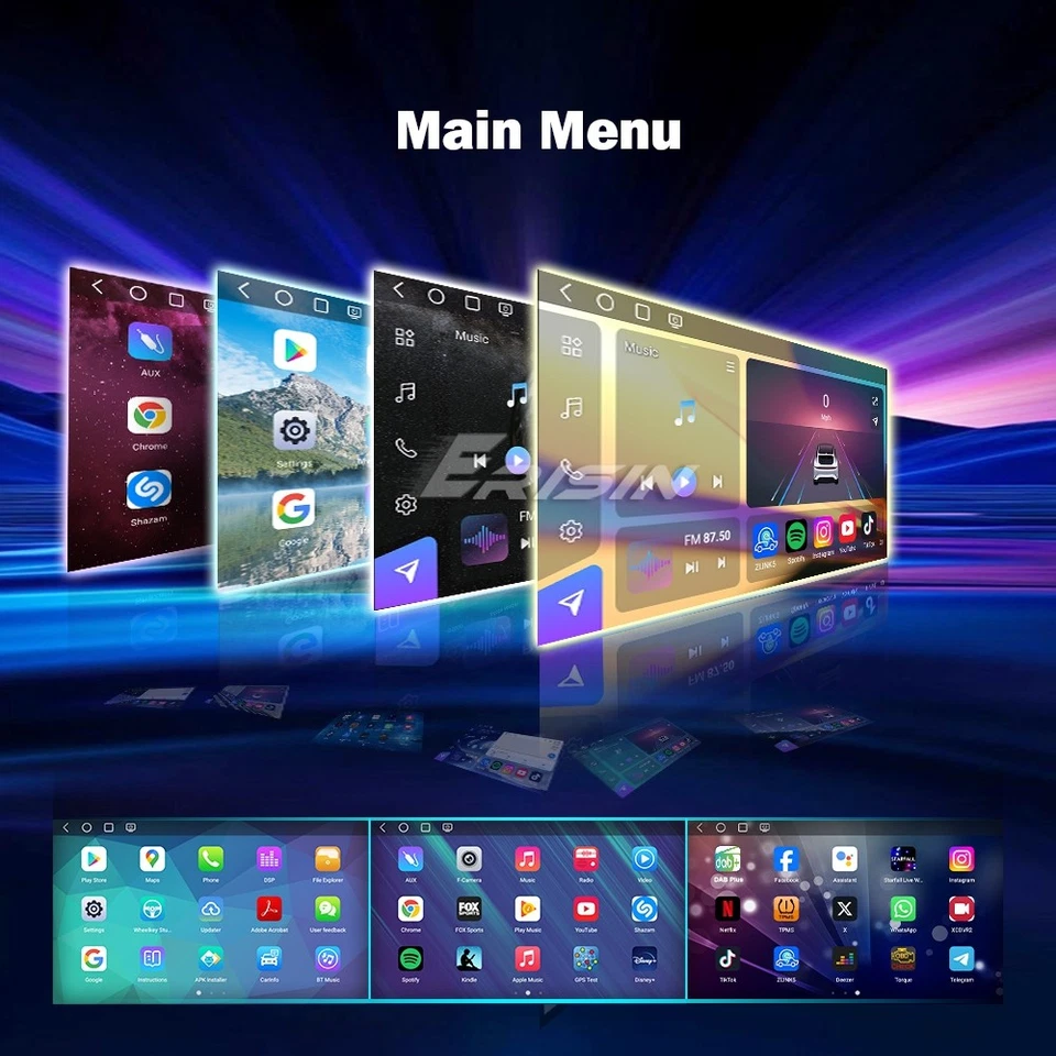 8+128GB Qualcomm Autoradio CarPlay Doppio Din Android 14 GPS DAB+Wifi DSP BT5.1 - Immagine 4 di 4