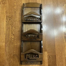 Vintage 70’s Wooden Wall Mail Organizer And Key Holder