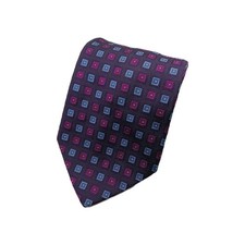 Brooks Brothers Mens Silk Tie Purple Blue Geometric Square Pattern Made in USA