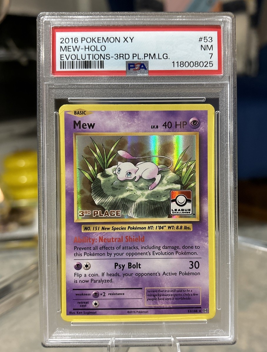 Pokemon XY PSA 7 Mew 53/108 League Challenge 3rd Place Holofoil