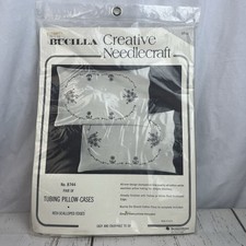 Vtg Bucilla Needlework Kit 8744 Tubing Pillow Cases One Pair