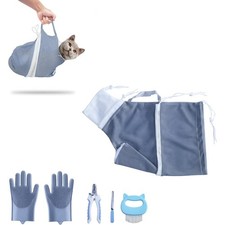 Adjustable Cat Bathing Bag Anti Bite Scratch Shower Mesh Grooming Bag for Pets