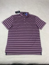 RLX Ralph Lauren Golf Performance Jersey Polo Shirt Men's Large Purple Stripe