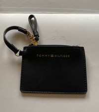 Tommy Hilfiger Women's Wallet Coin Purse Black Wristlet Bag Gold Hardware